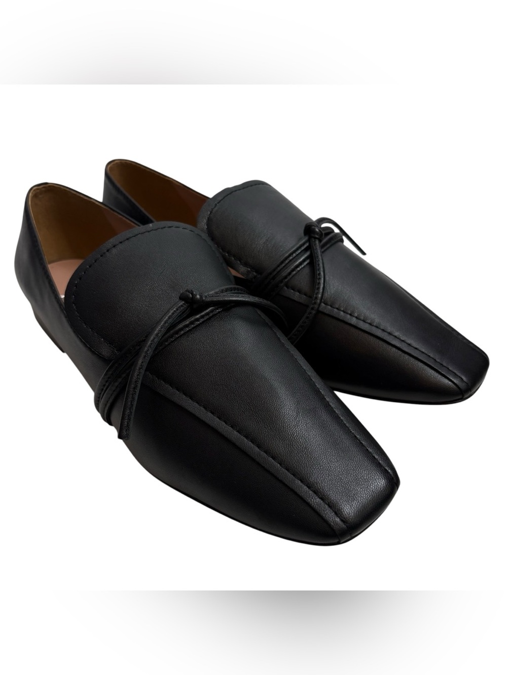 PAOLO Women’s Black Melia Leather Slip-On Flat Loafers NWOT $130